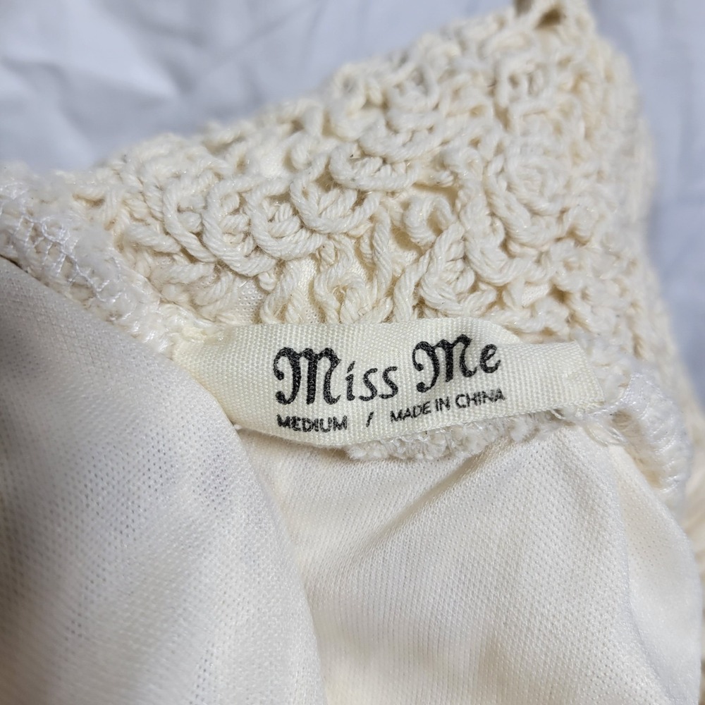 Miss Me Crochet Lace Maxi Skirt Cream Bohemian Festival Women's Medium Lined - Picture 5 of 7